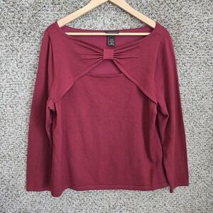 Lane Bryant Top Womens Plus 14/16 Burgundy Knit Chest Cutout Casual Ladies
